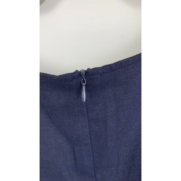 Stonebridge Womens Linen Navy Blue Sleeveless Dress Embroidered Back Zip Size 14 - Picture 3 of 8